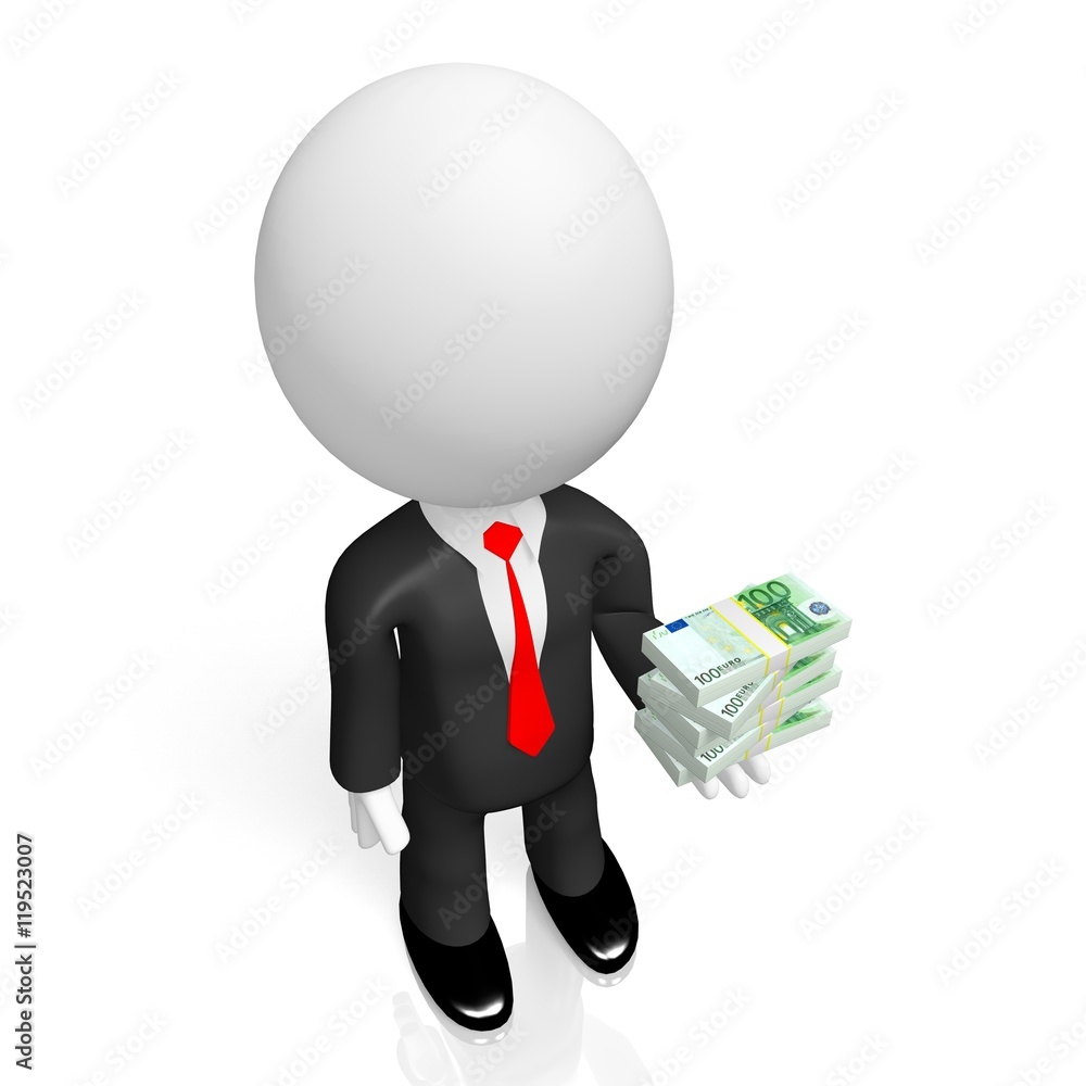 3D businessman, Euro money