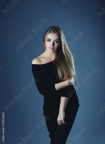 Beautiful woman with fashion make-up and blonde hair, portrait of an young girl isolated on white