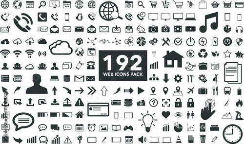 Internet web icons collection on white background
