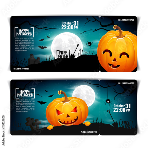 Halloween pumpkin head jack lantern ticket