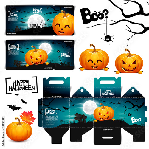 Halloween pumpkin head jack lantern ticket