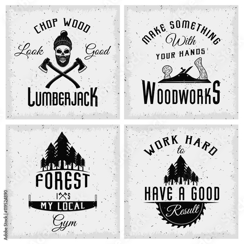 Lumberjack Monochrome Logos With Quotes