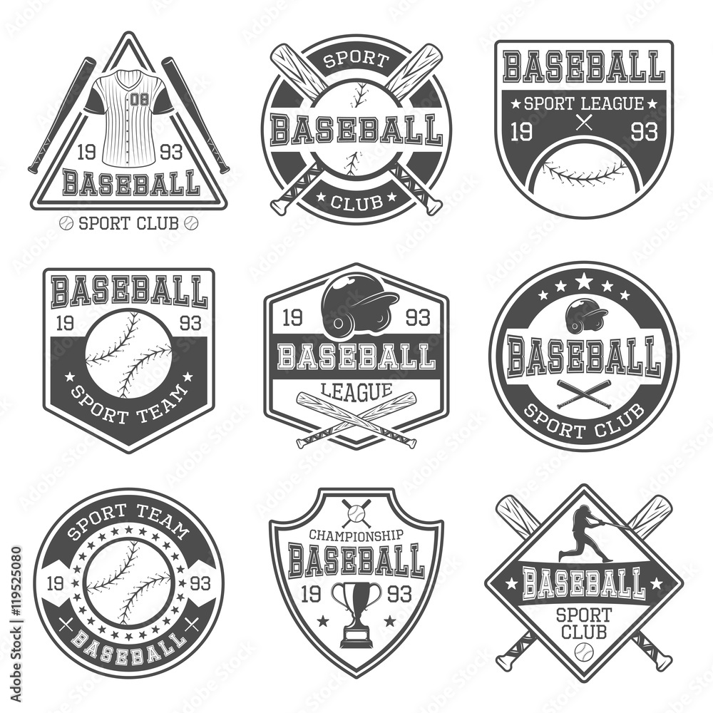 Baseball Black White Emblems