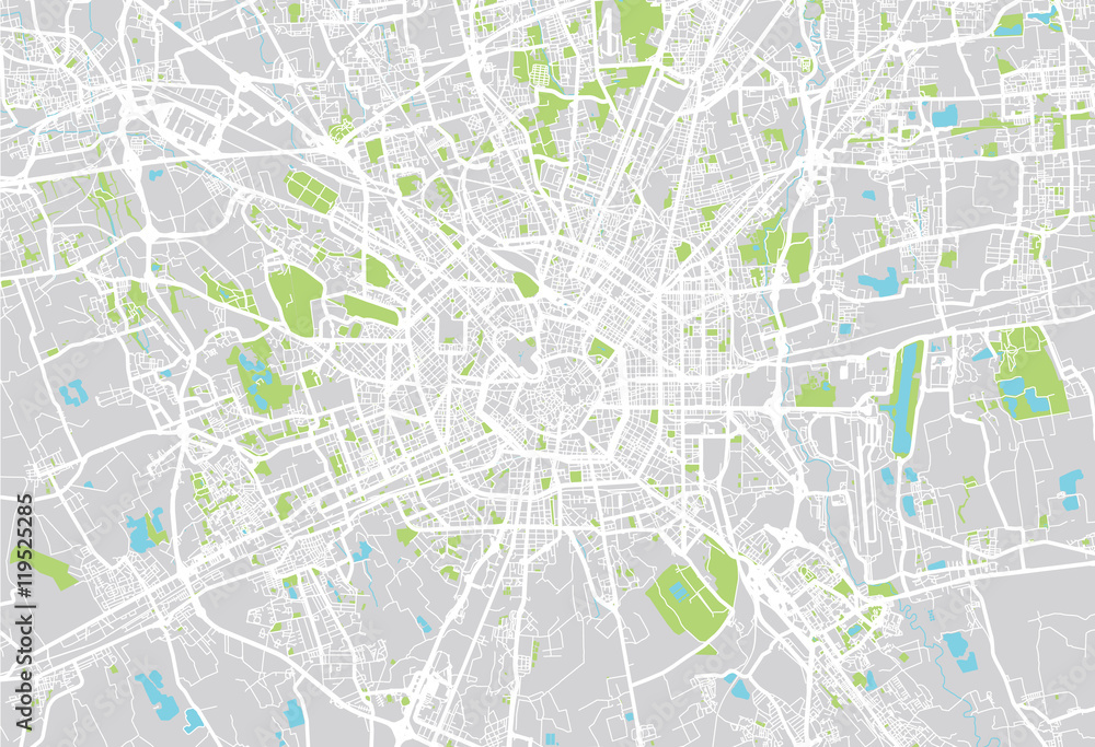 Naklejka premium Mapa miasta Mediolan