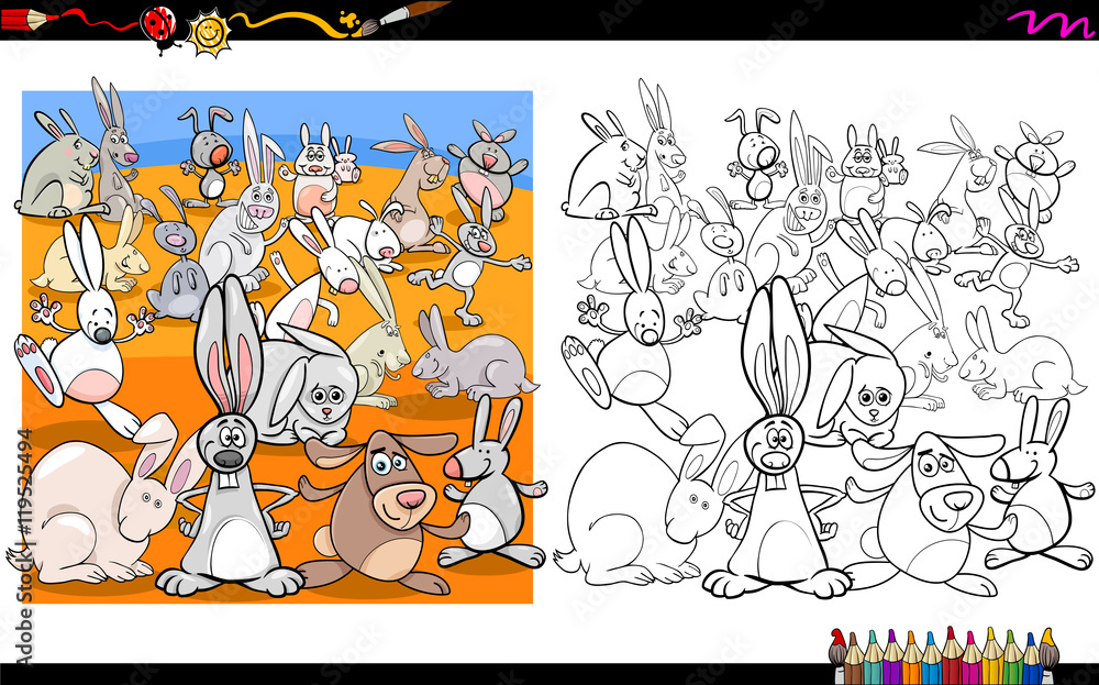 rabbit characters coloring book
