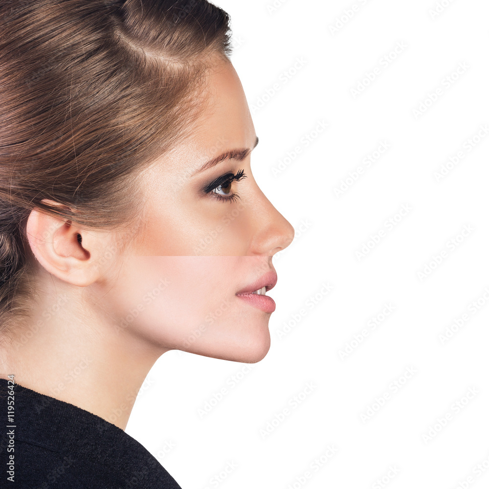 Perfect female face made of different faces Perfect female face made of different faces