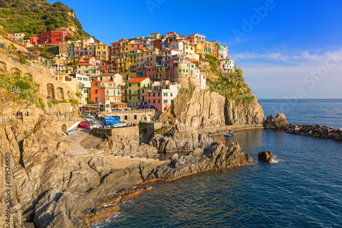 Manarola town at the Ligurian Sea  Italy