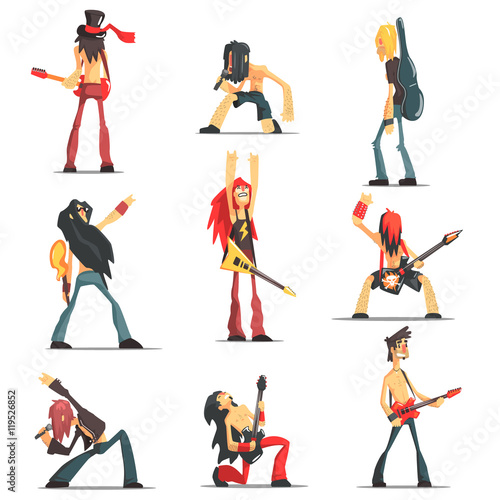 Rock Band Members Funny Characters Set
