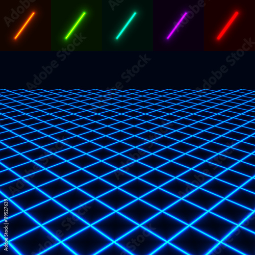 glowing perspective floor - easy to change color EPS10 vector