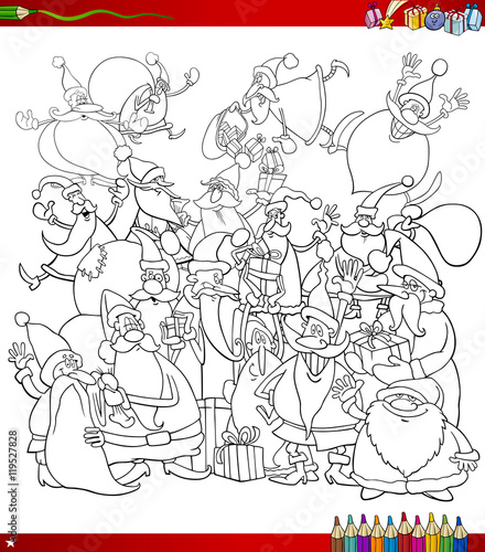 santa group coloring page