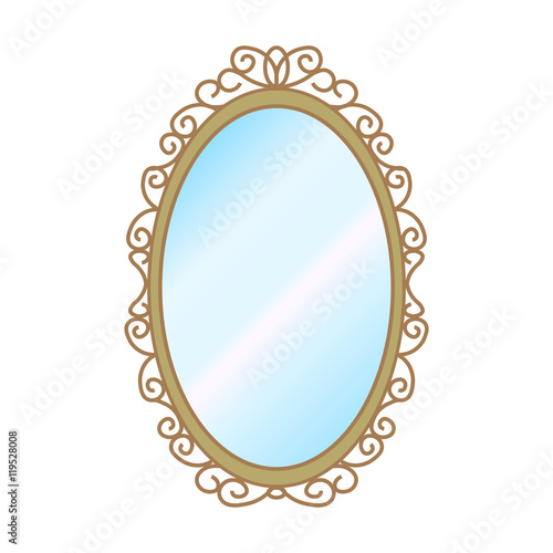 Vector illustration of a wall mirror on a white background