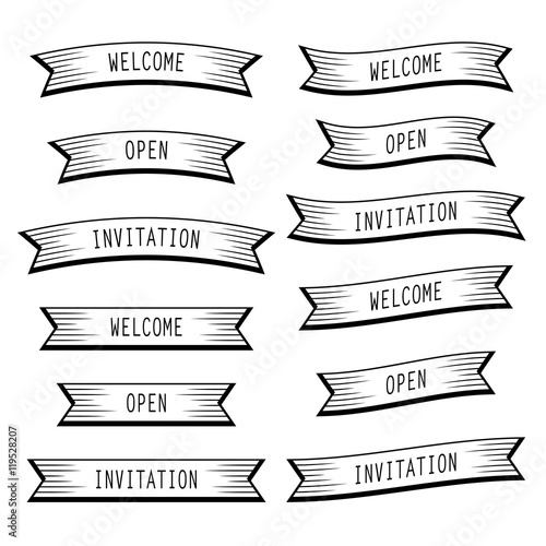 ribbon banners welcome open invitation vector