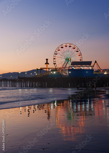 Nice dusk sky at the Santa Monica Pier and ferris wheel.  © angeldibilio