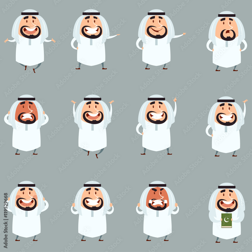Fototapeta premium Set of cartoon muslim icons1