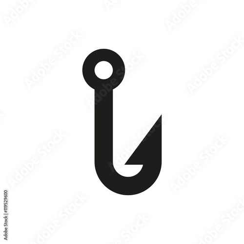 Barbed fish hook illustration on white background