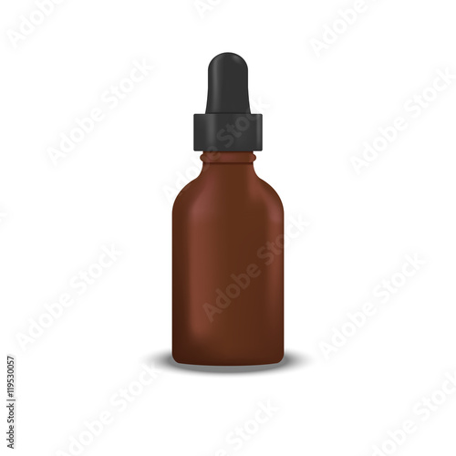 Blank glass dropper bottle with pipette. Mock up, cosmetic package