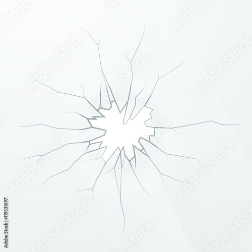 Broken glass on a white background, square illustration