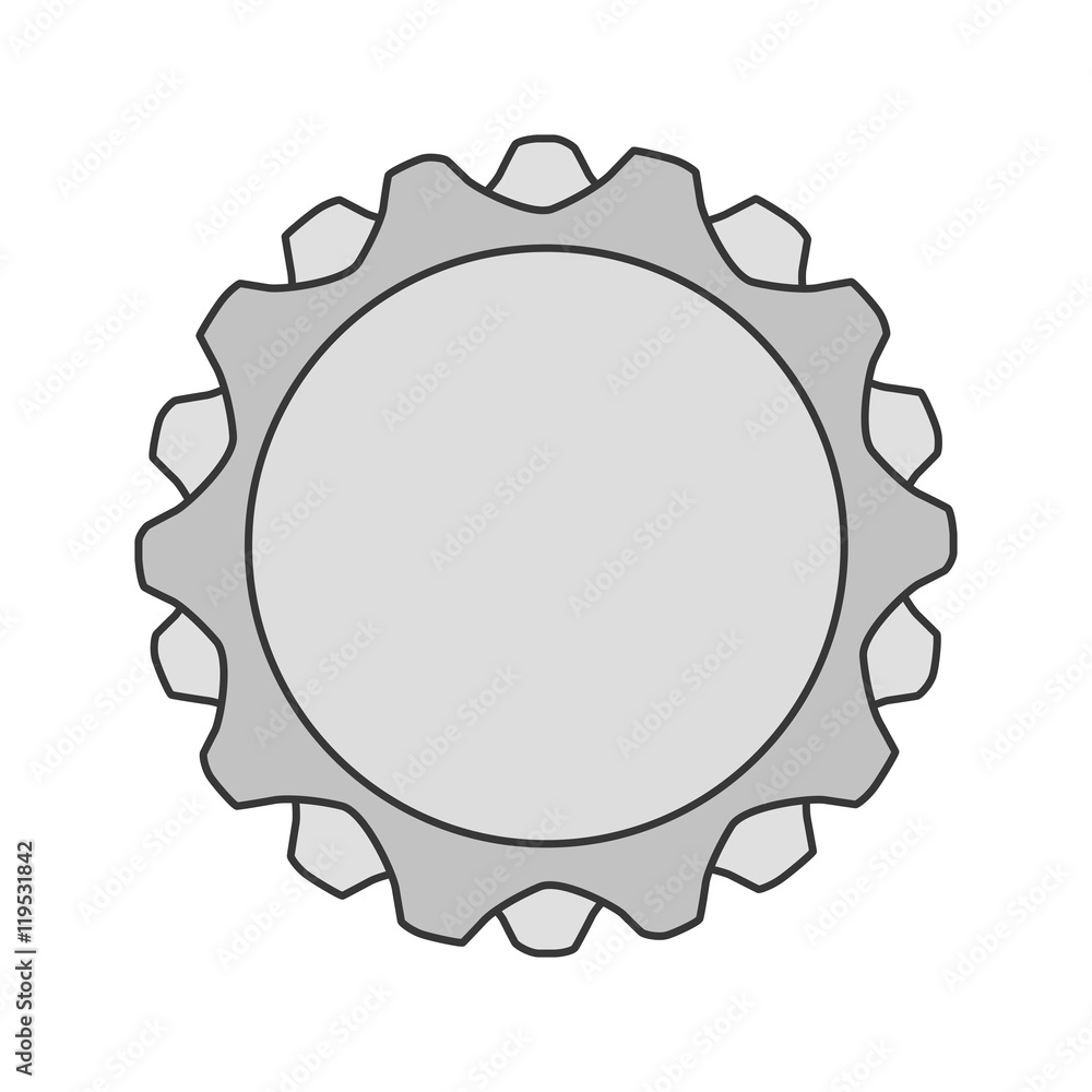 gear grey cog circle machine part tool icon. Flat and isolated design. Vector illustration