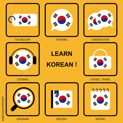 learn korean icon set