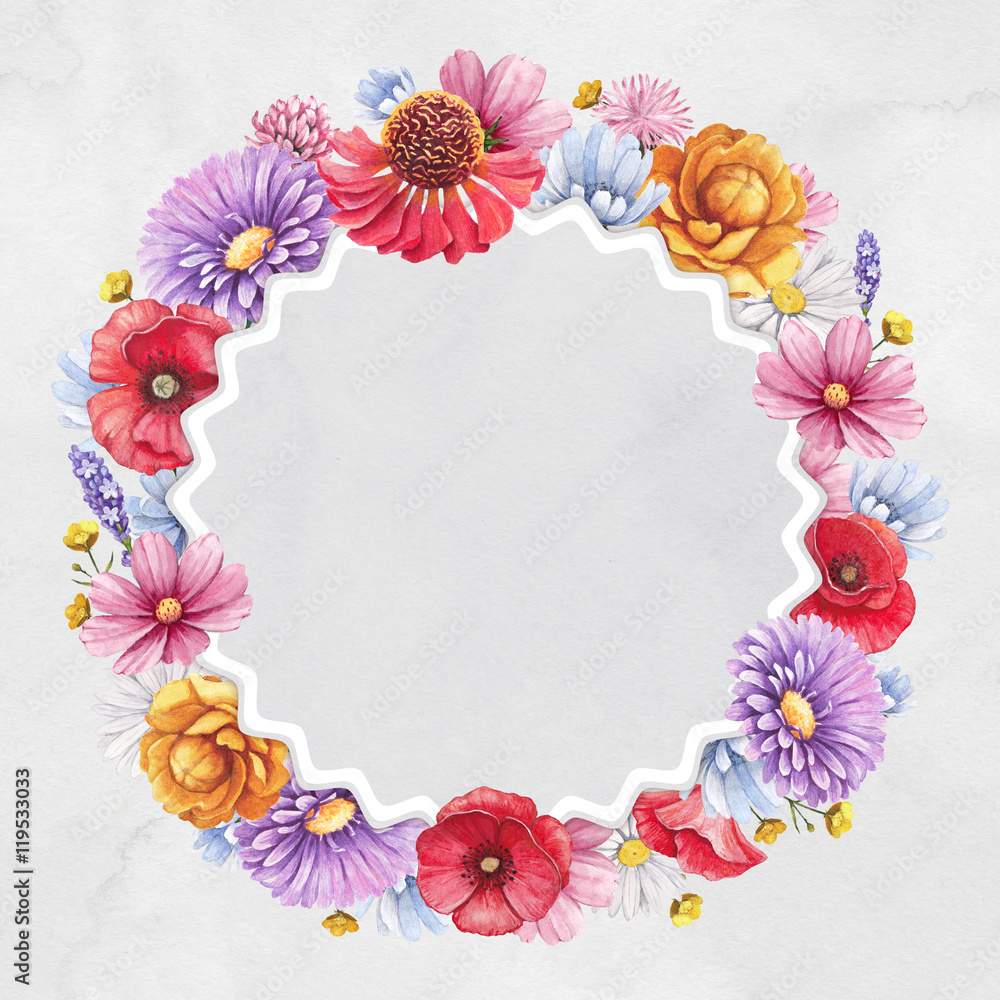 Obraz premium Watercolor illustrations of wild flowers. Perfect for invitation