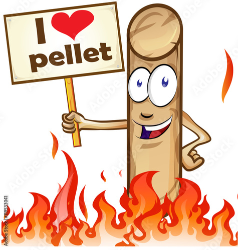 pellet cartoon with signboard   on white background