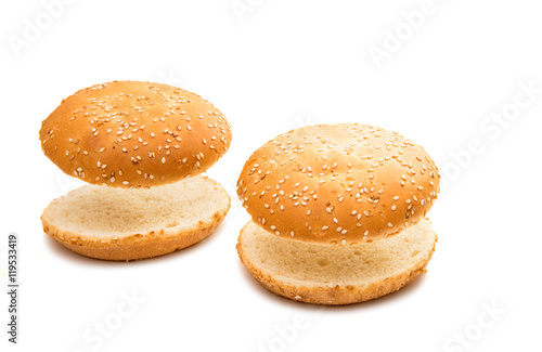 bun with sesame hamburger
