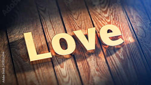 Quadro su tela Word Love on wood planks