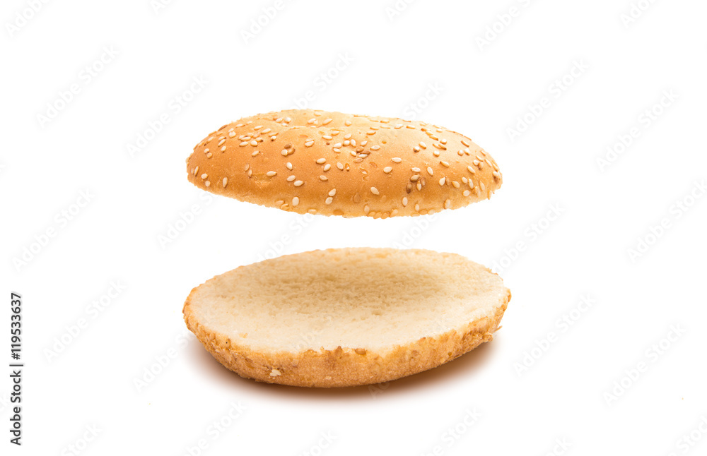 bun with sesame hamburger bun with sesame hamburger