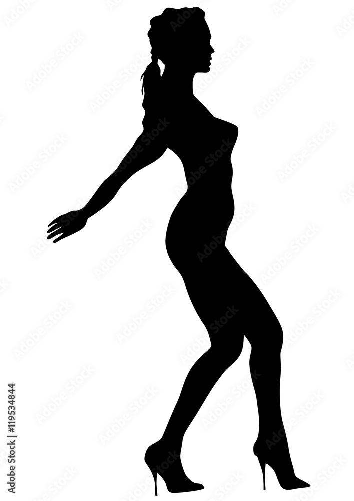 Young woman dancing on a white background Young woman dancing on a white background