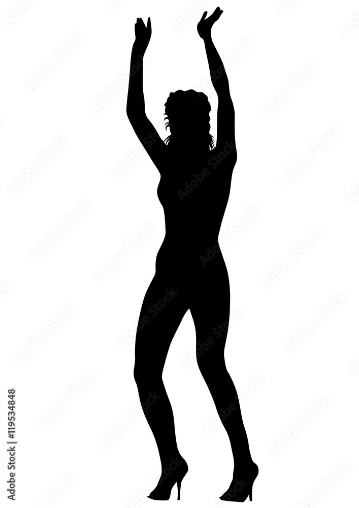 Young woman dancing on a white background Young woman dancing on a white background