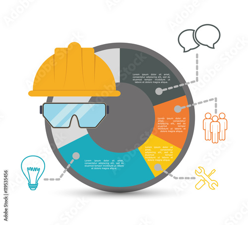 infographic helmet glasses industrial security safety protection icon set. Colorful and flat design. Vector illustration