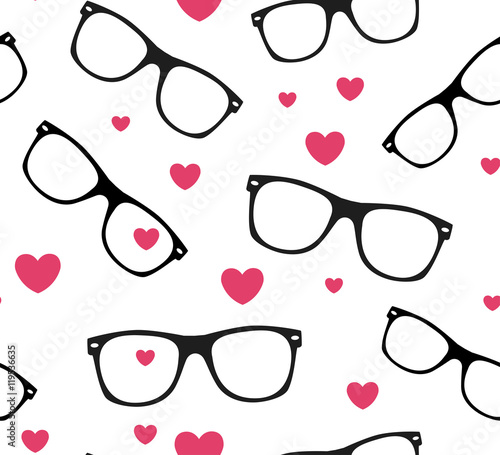 sunglasses and hearts vector background