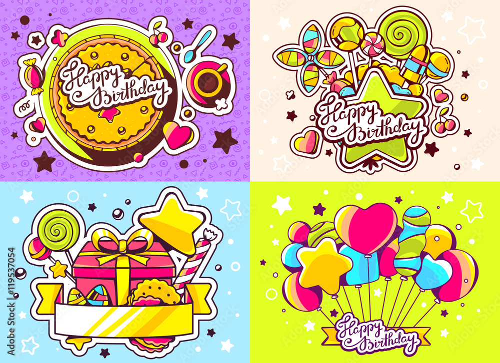 Vector creative colorful set of birthday illustration of balloon