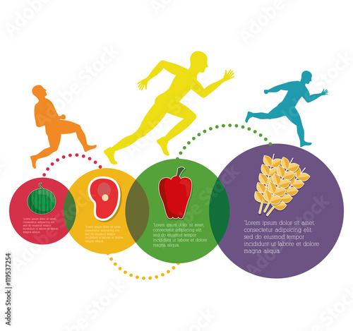 runner athlete man male food running training fitness healthy lifestyle sport marathon icon. Colorful and flat design. Vector illustration