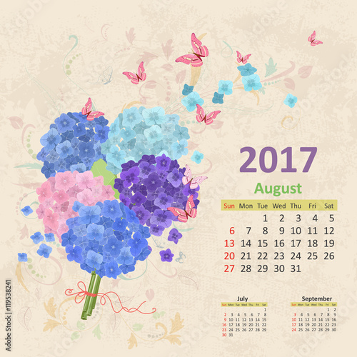 lovely bouquet of blue and pink hydrangeas on grunge background.