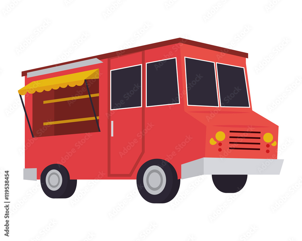 truck delivery fast food urban business icon. Flat and isolated design. Vector illustration truck delivery fast food urban business icon. Flat and isolated design. Vector illustration