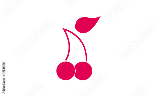 Vector cherry fruit icon on white background