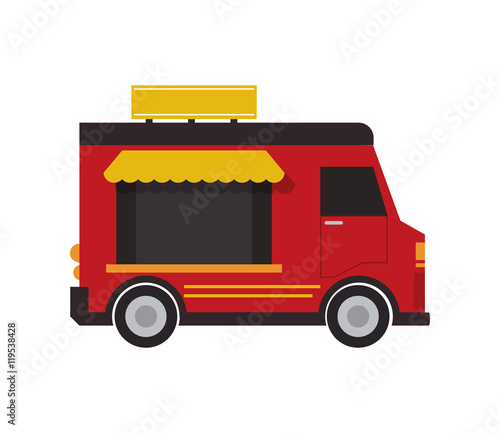 truck delivery fast food urban business icon. Flat and isolated design. Vector illustration