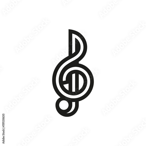 Treble clef icon on white background photo