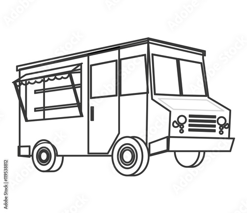 truck delivery fast food urban business icon. Flat and isolated design. Vector illustration