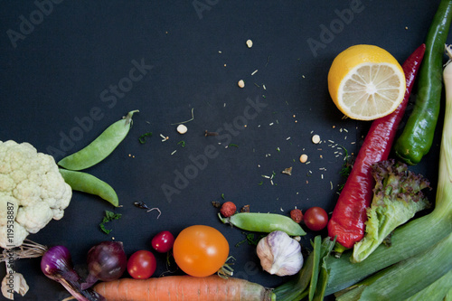 Vegetables on a black background