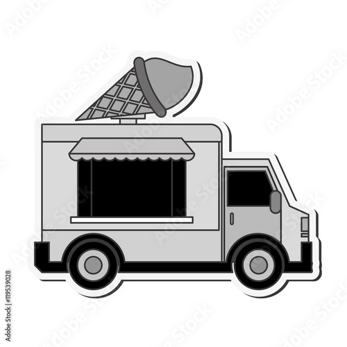 truck ice cream delivery fast food urban business icon. Flat and isolated design. Vector illustration