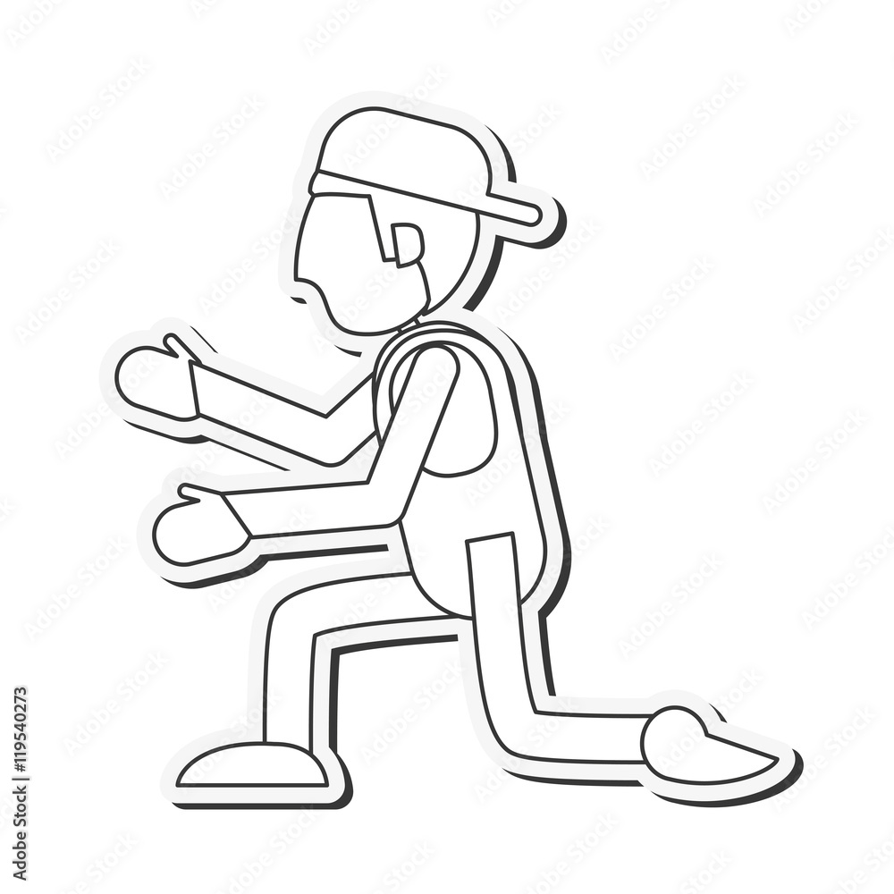 repairman hat builder constructer worker proffesional icon. Flat and isolated design. Vector illustration