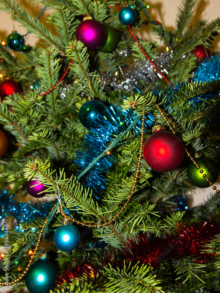 decoration on Christmas tree. Happy Newyear. background image decoration on Christmas tree. Happy Newyear. background image