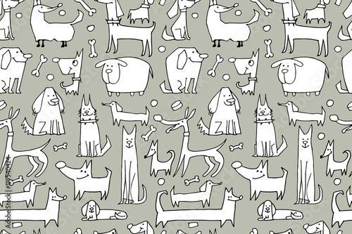 Funny dogs collection, seamless pattern for your design