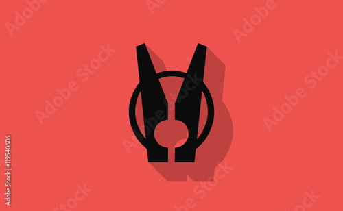 Vector clothespin symbol icon with long shadow on flat background