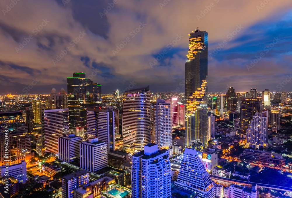 Bangkok night view Mahanakhon is the new highest building in Bangkok. ,Thailand