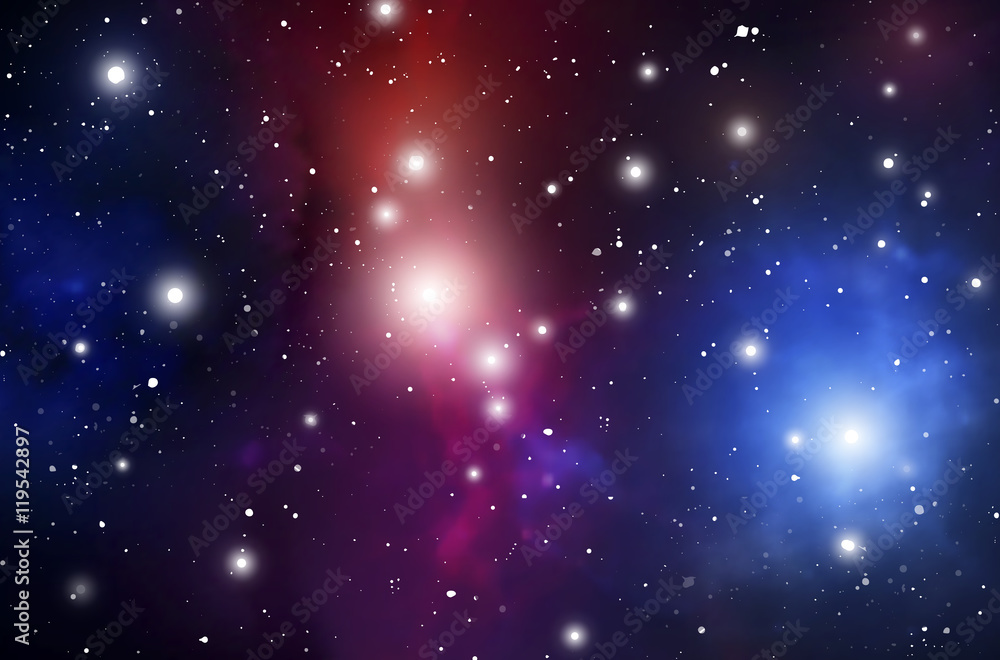 Naklejka premium Astrology Mystic Background. Outer Space. Vector Digital Colorful Illustration of Universe. Vector Galaxy Background.
