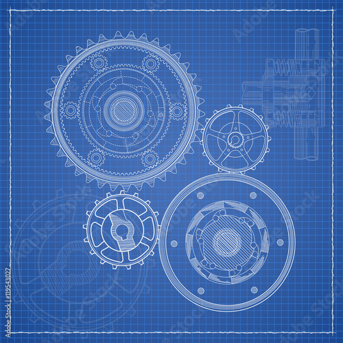 Cogs blueprint stylized draft