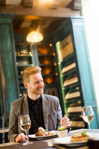 Young man in restaurant
